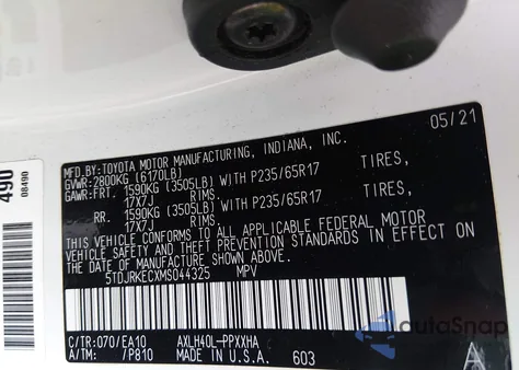2021 Toyota Sienna Xle from USA, damaged, VIN 5TDJRKECXMS044325